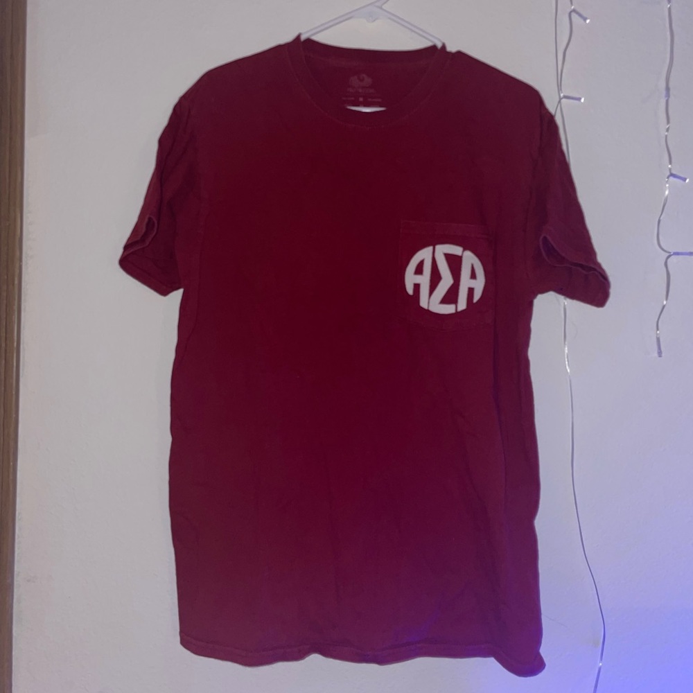 ASA / Alpha Sigma Alpha maroon pocket T shirt